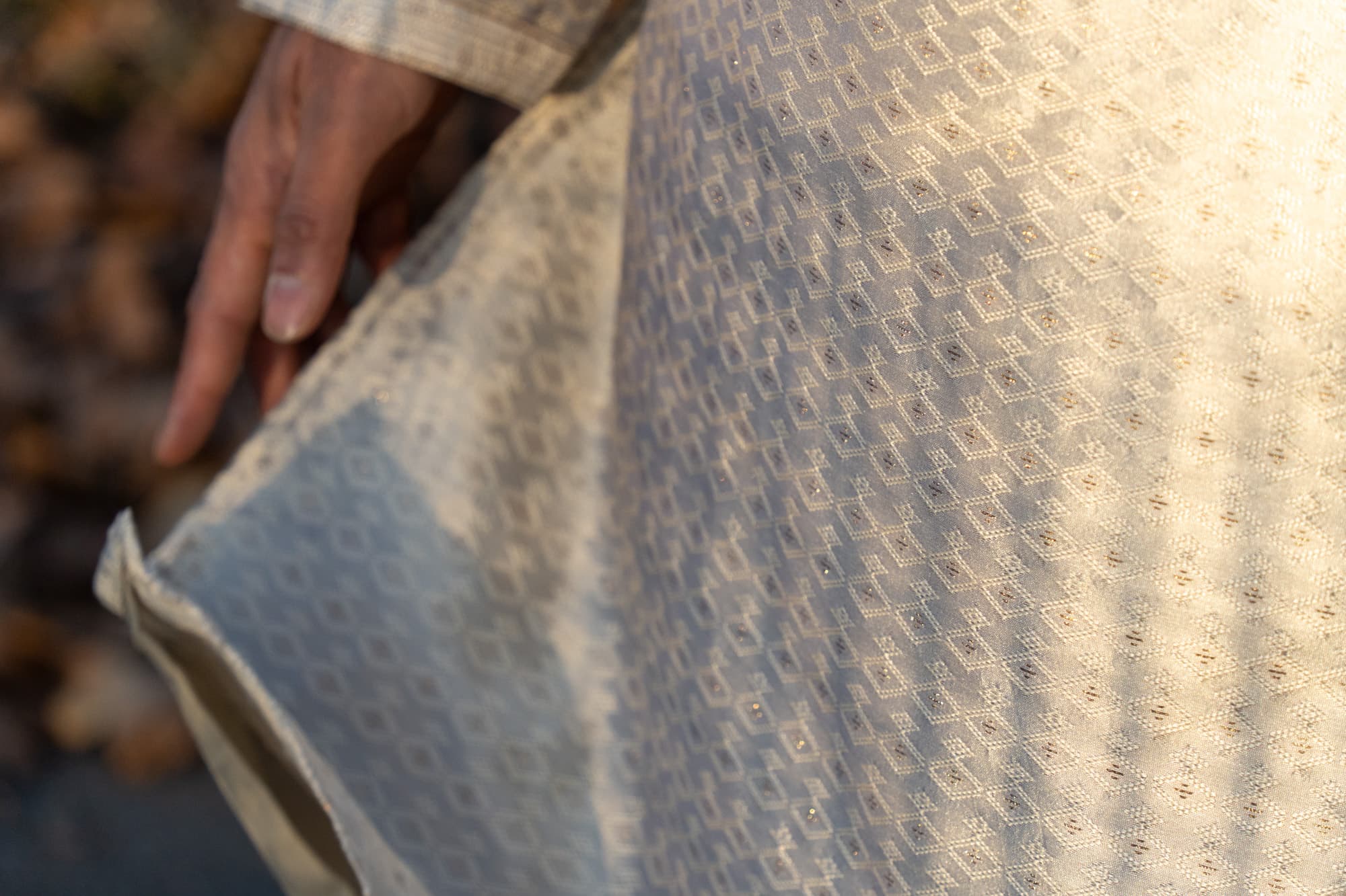 Grey Kurta with Gold & Silver Threadwork