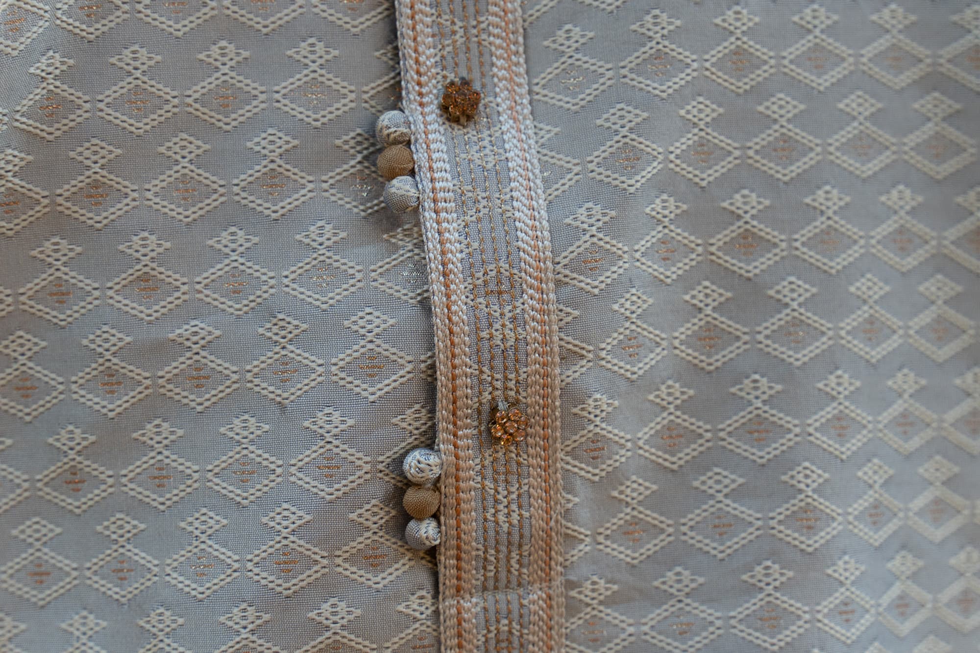 Grey Kurta with Gold & Silver Threadwork