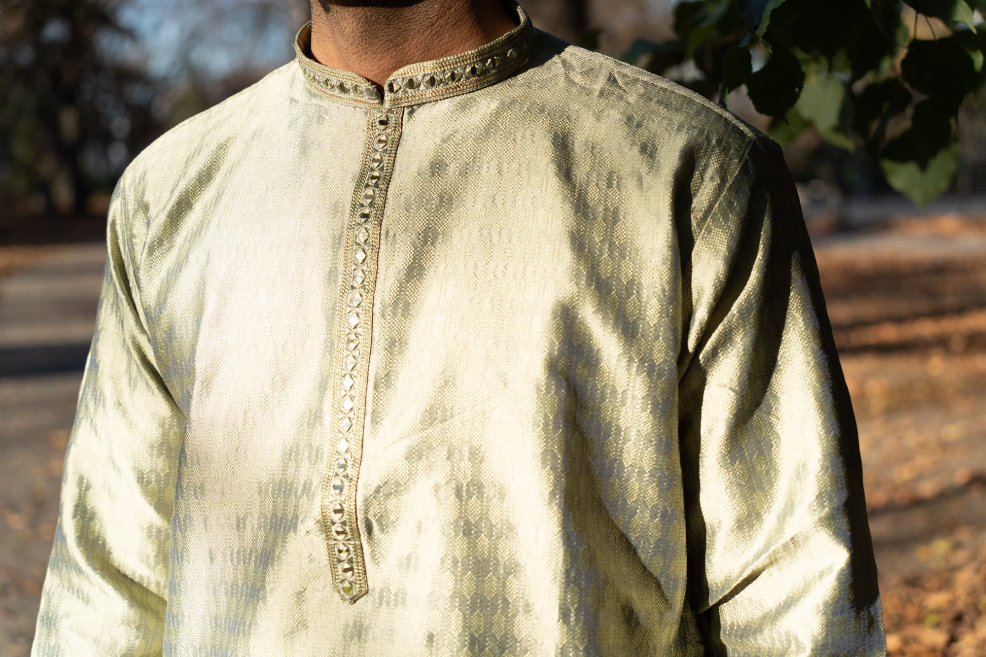 Pistachio Green Kurta with Mirror Work