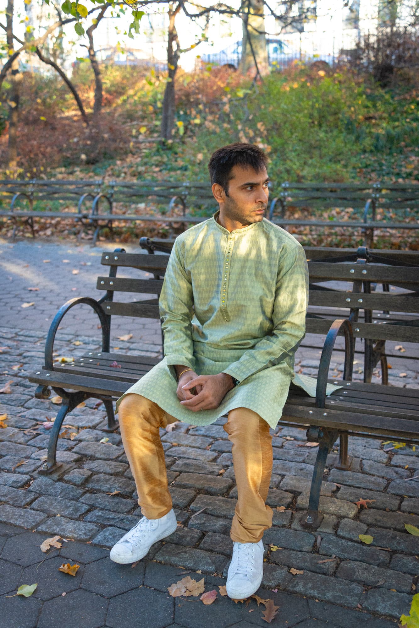 Pistachio Green Kurta with Mirror Work