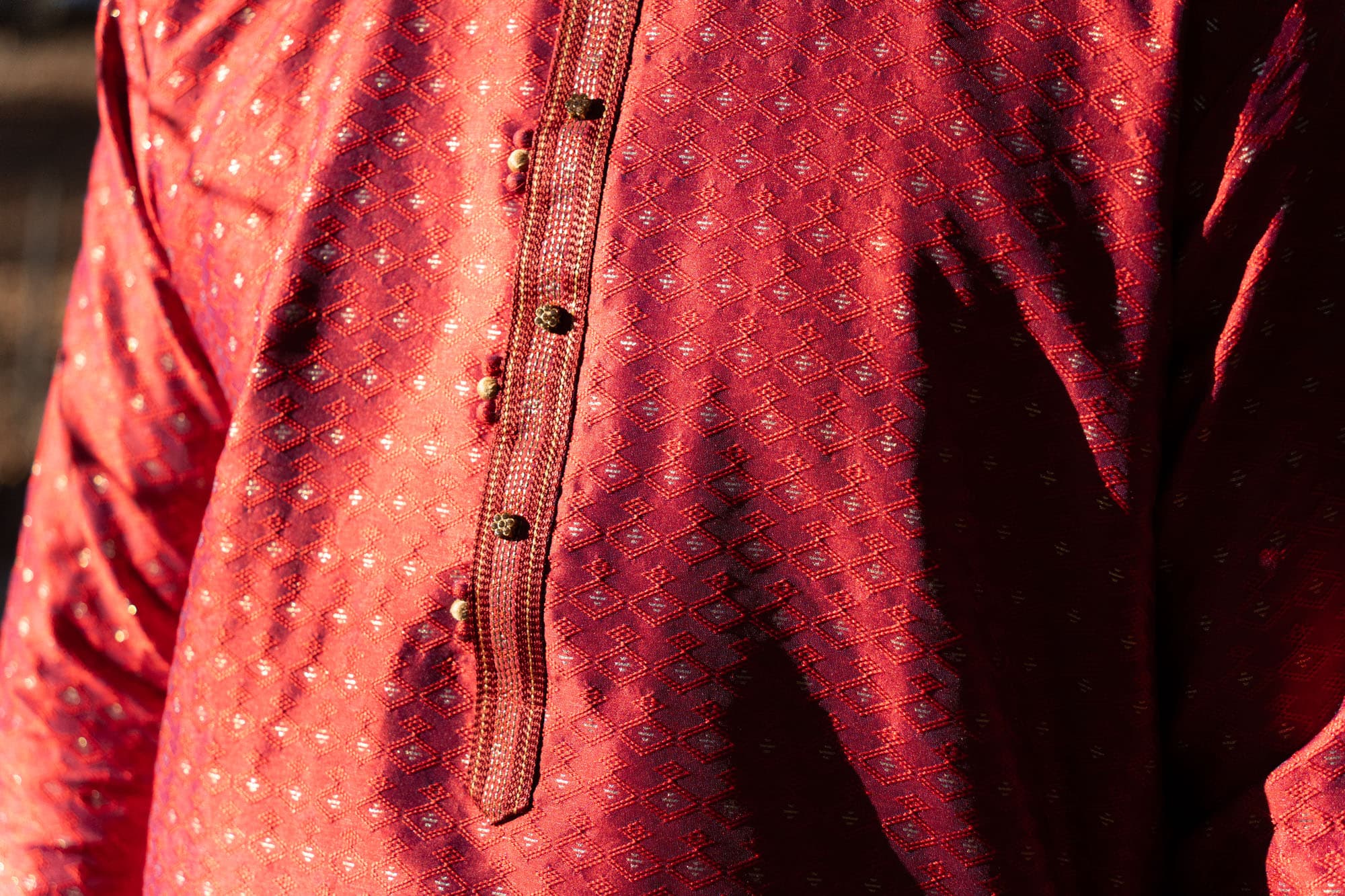 Red Kurta with Gold Accents