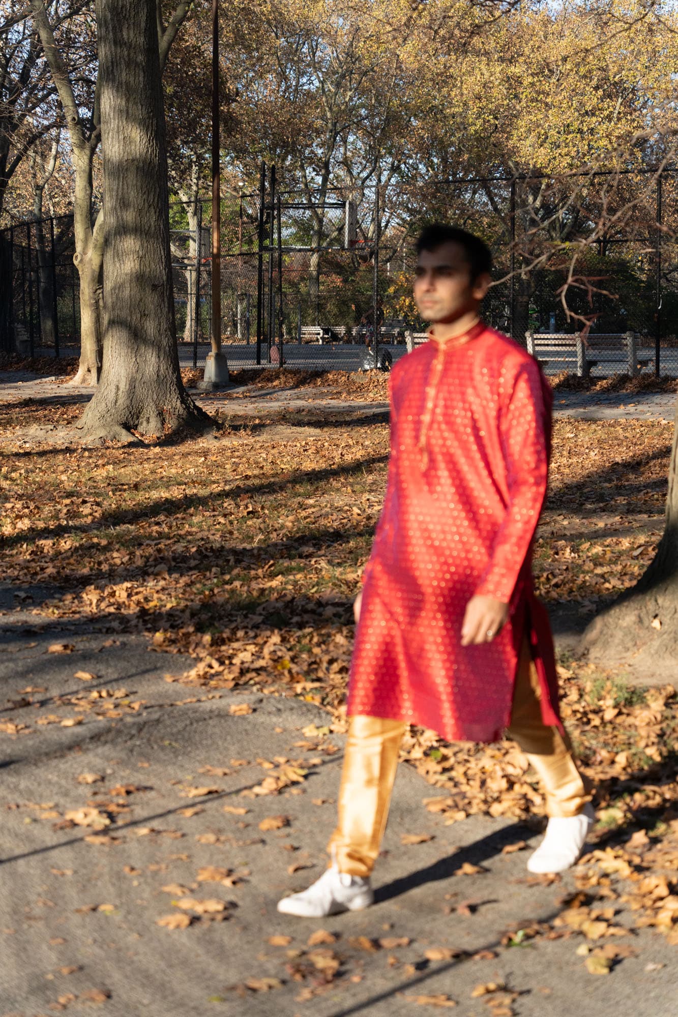 Red Kurta with Gold Accents