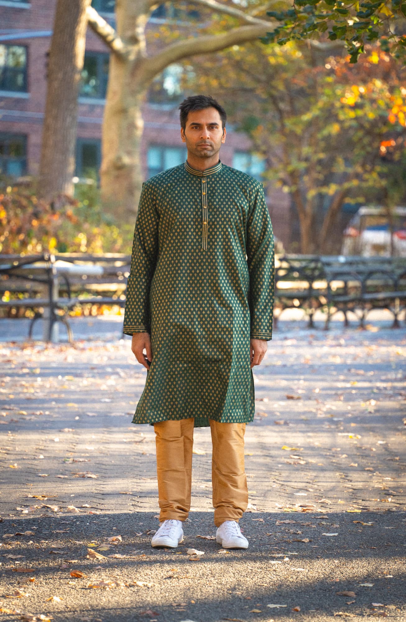 Green Kurta with Gold Motifs