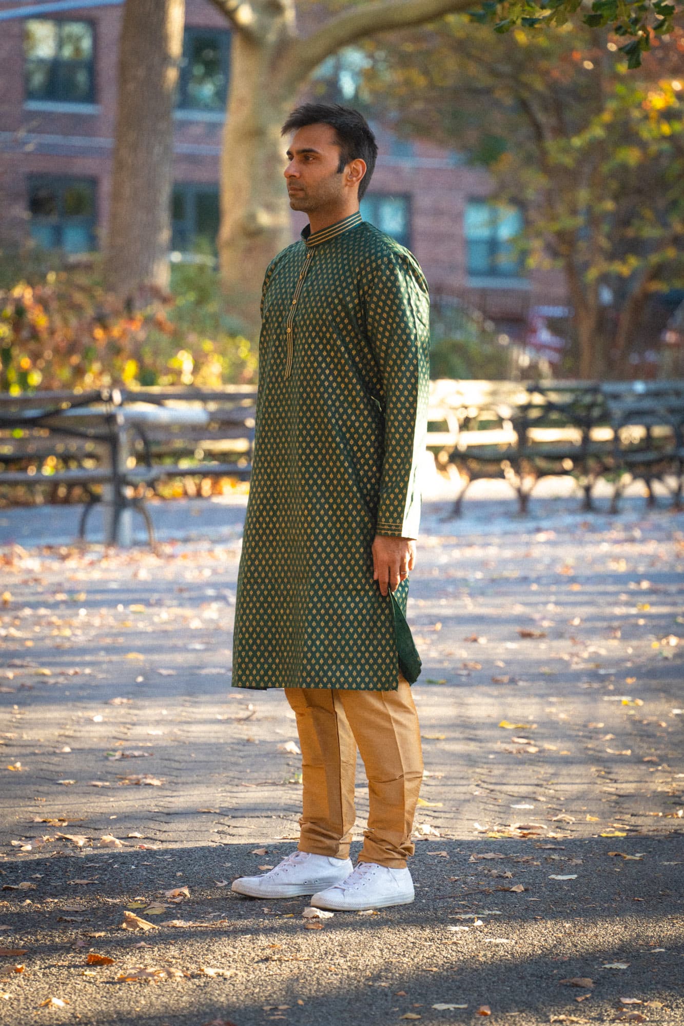Green Kurta with Gold Motifs