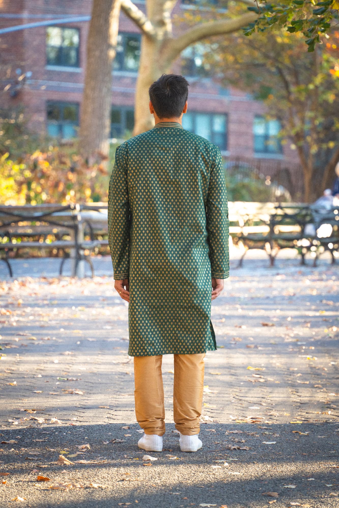 Green Kurta with Gold Motifs