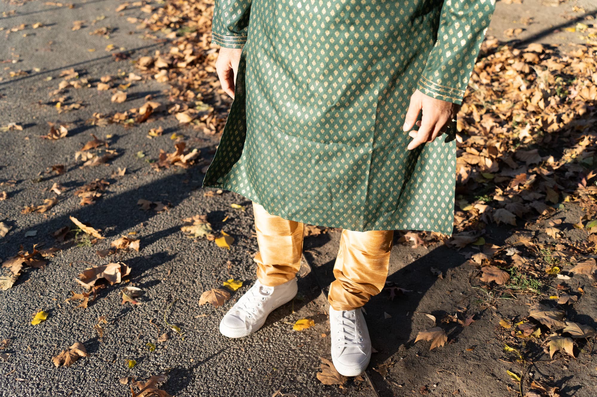 Green Kurta with Gold Motifs