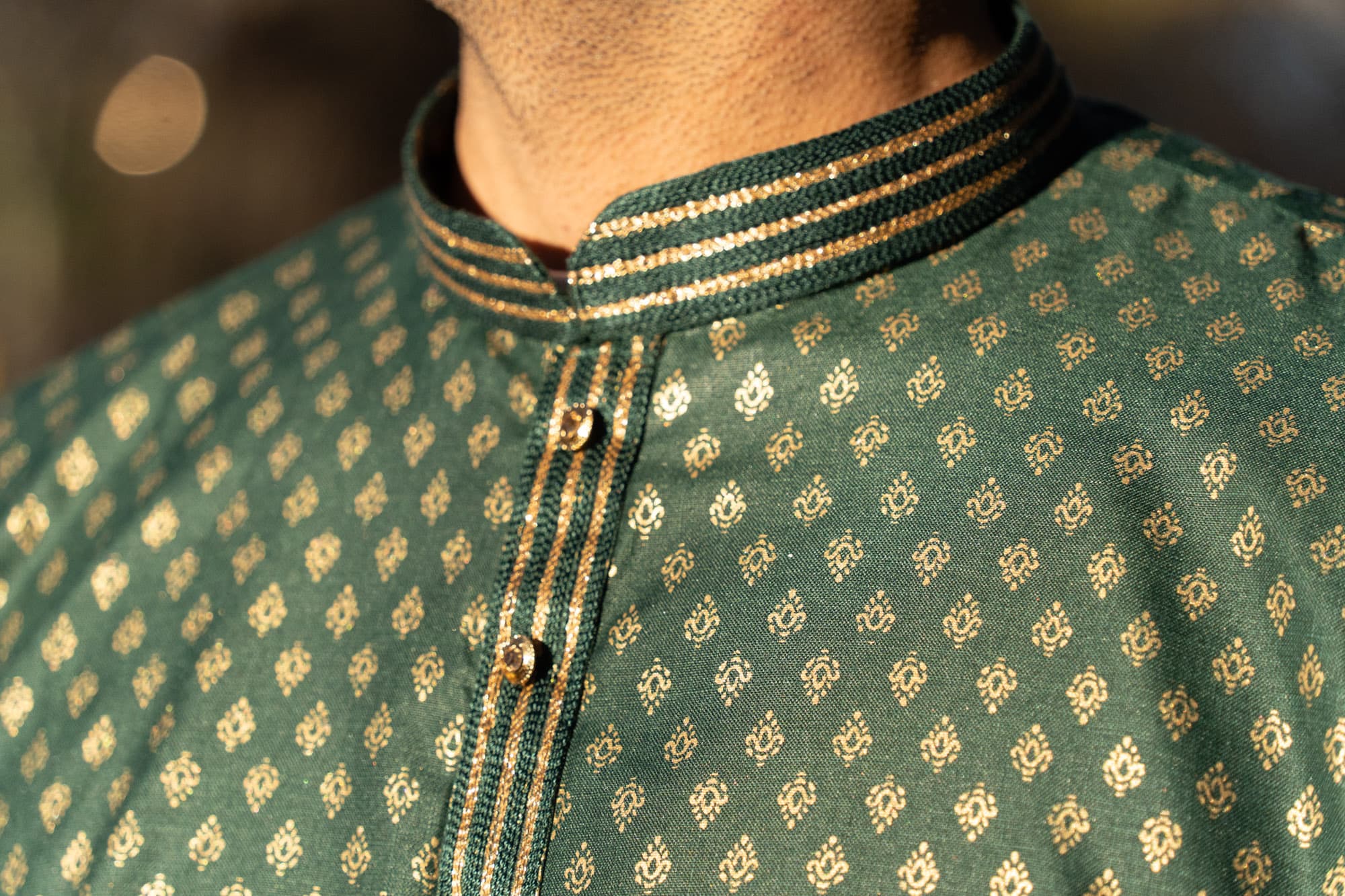 Green Kurta with Gold Motifs