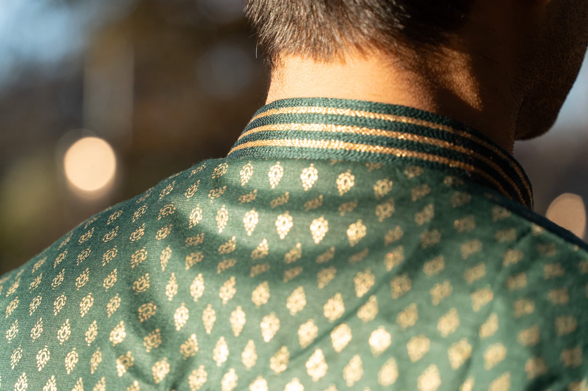 Green Kurta with Gold Motifs