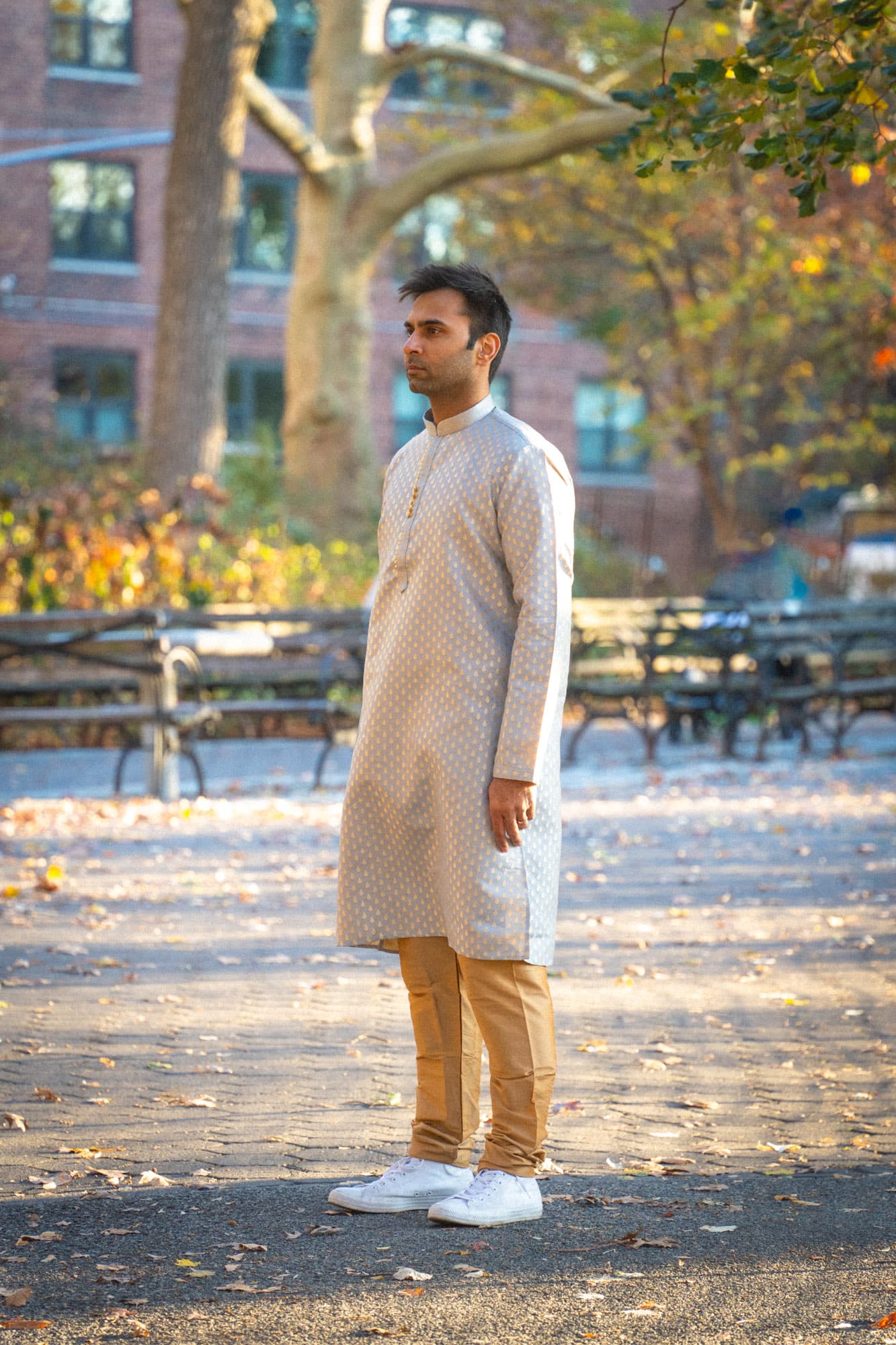 Grey Kurta with Gold Motifs