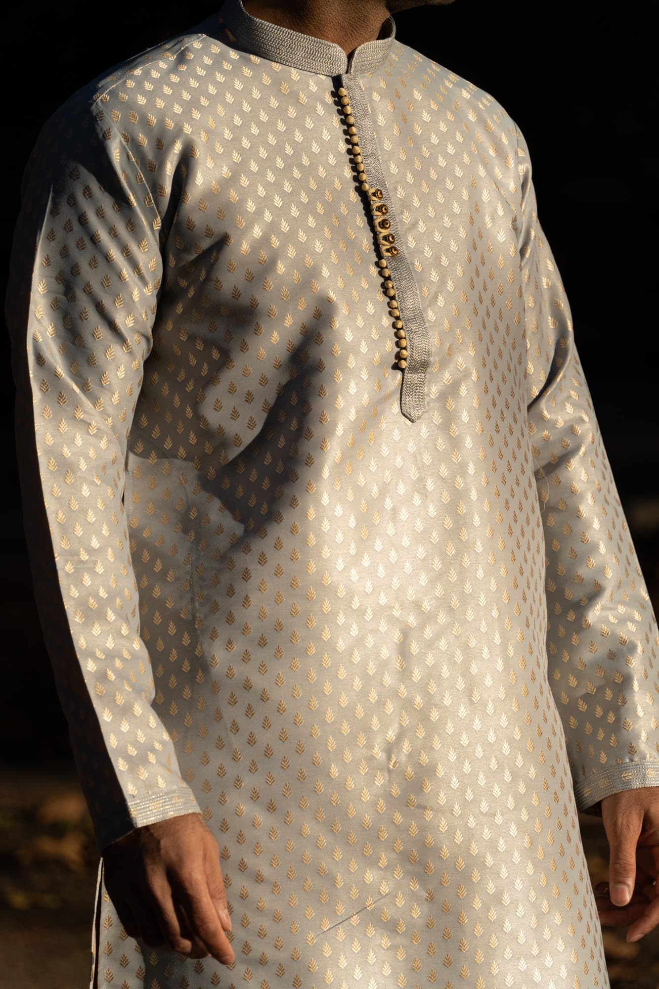 Grey Kurta with Gold Motifs