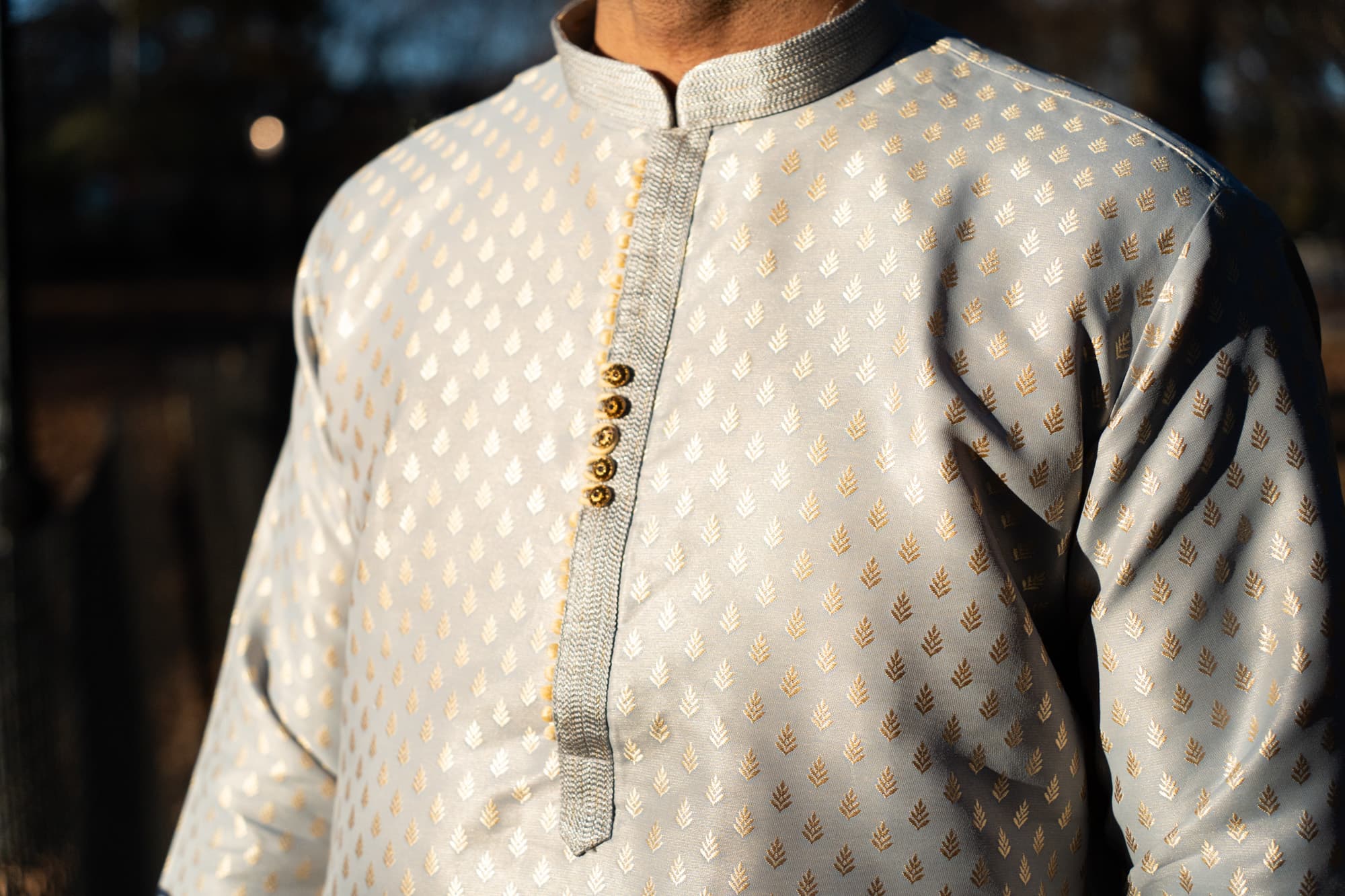 Grey Kurta with Gold Motifs