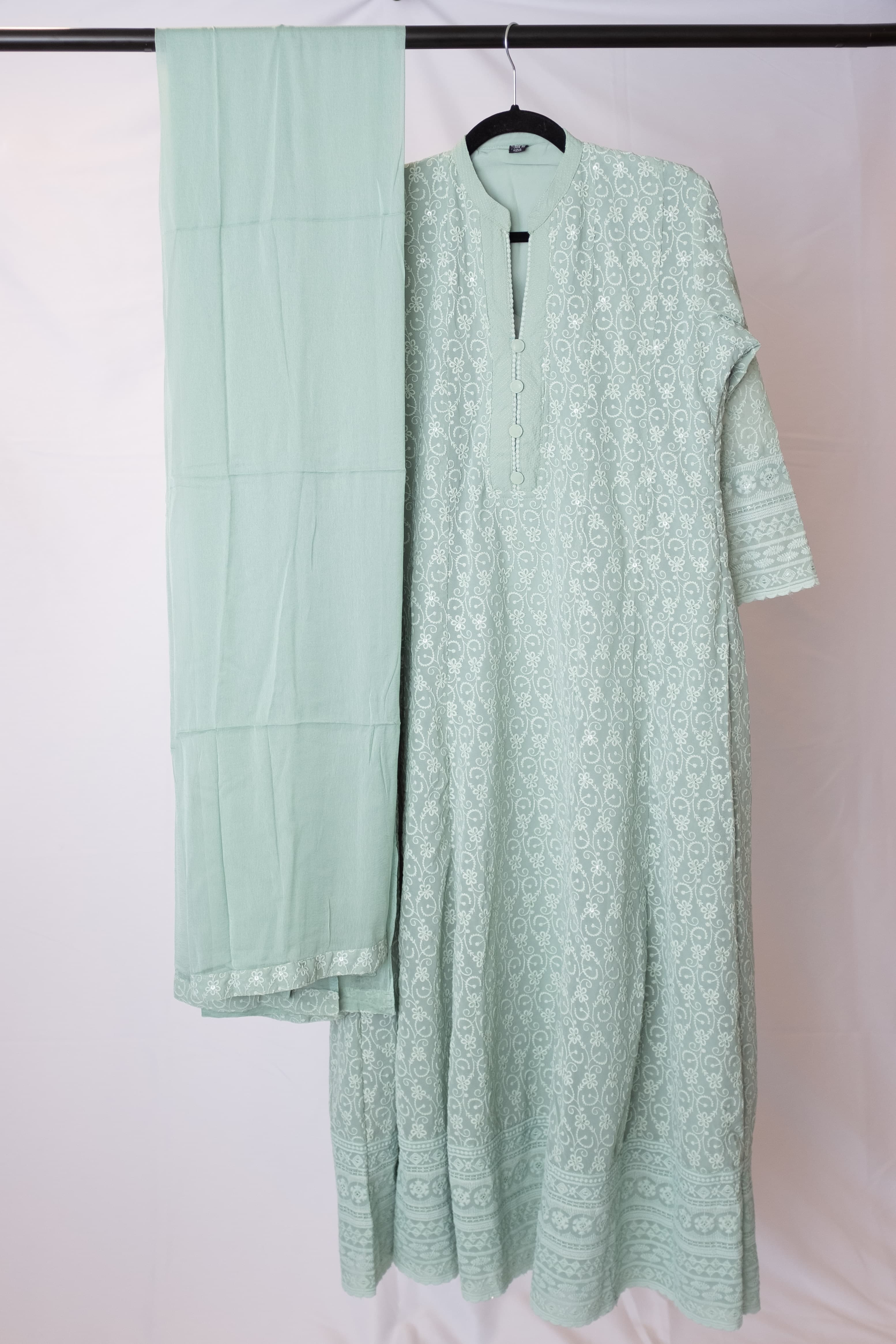 Mint Green Chikankari Anarkali Set