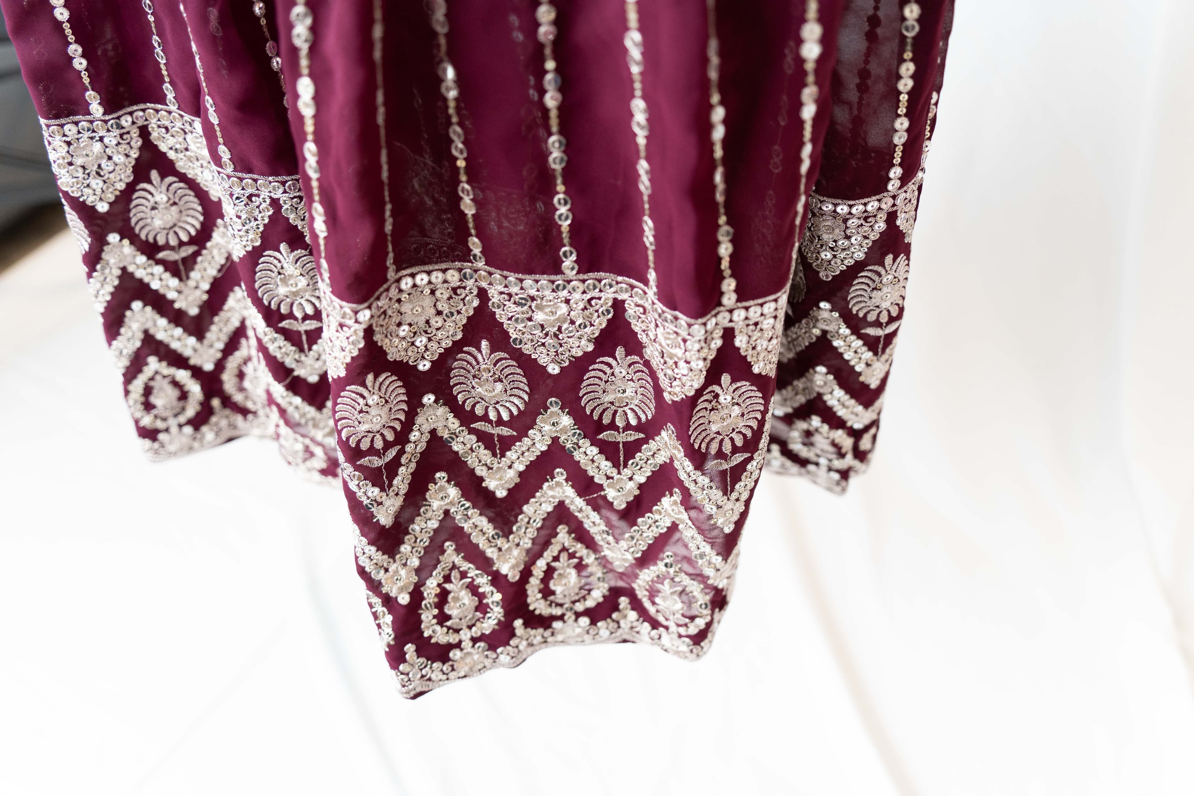 Eggplant Purple Georgette Anarkali with Mirror Work