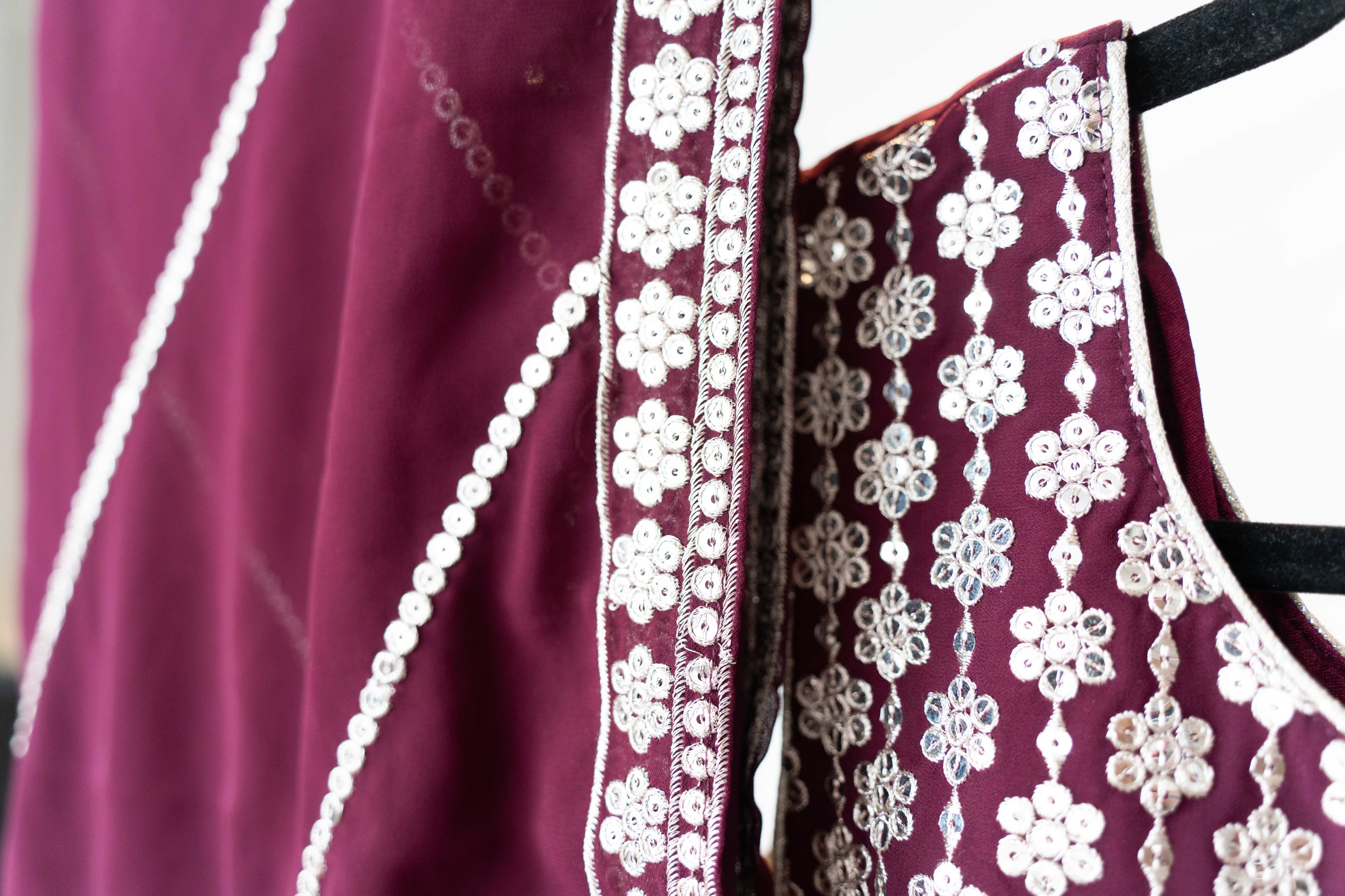 Eggplant Purple Georgette Anarkali with Mirror Work
